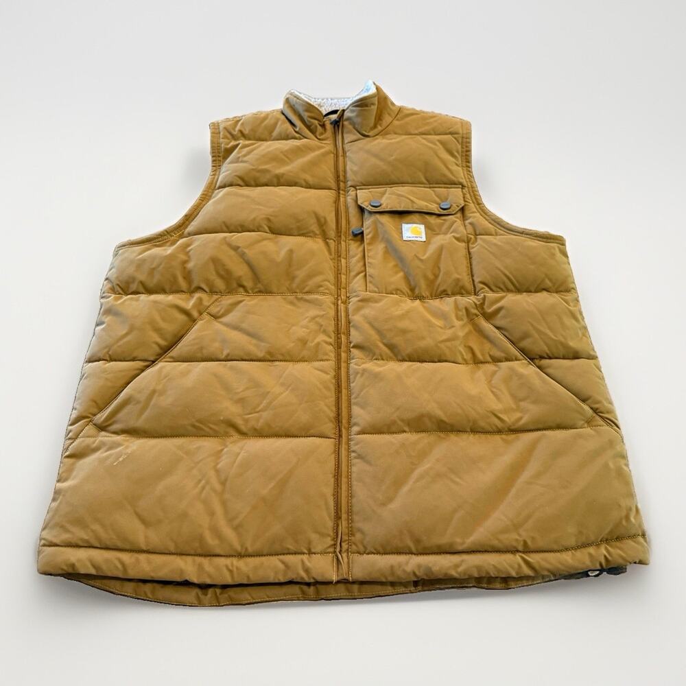 Carhartt Mens Brown Montana Full Zip Loose Fit Vest Size L Tall 105475 B33